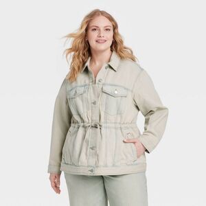 Women's Denim Cinched Jacket - Universal Thread Vintage Wash XXL